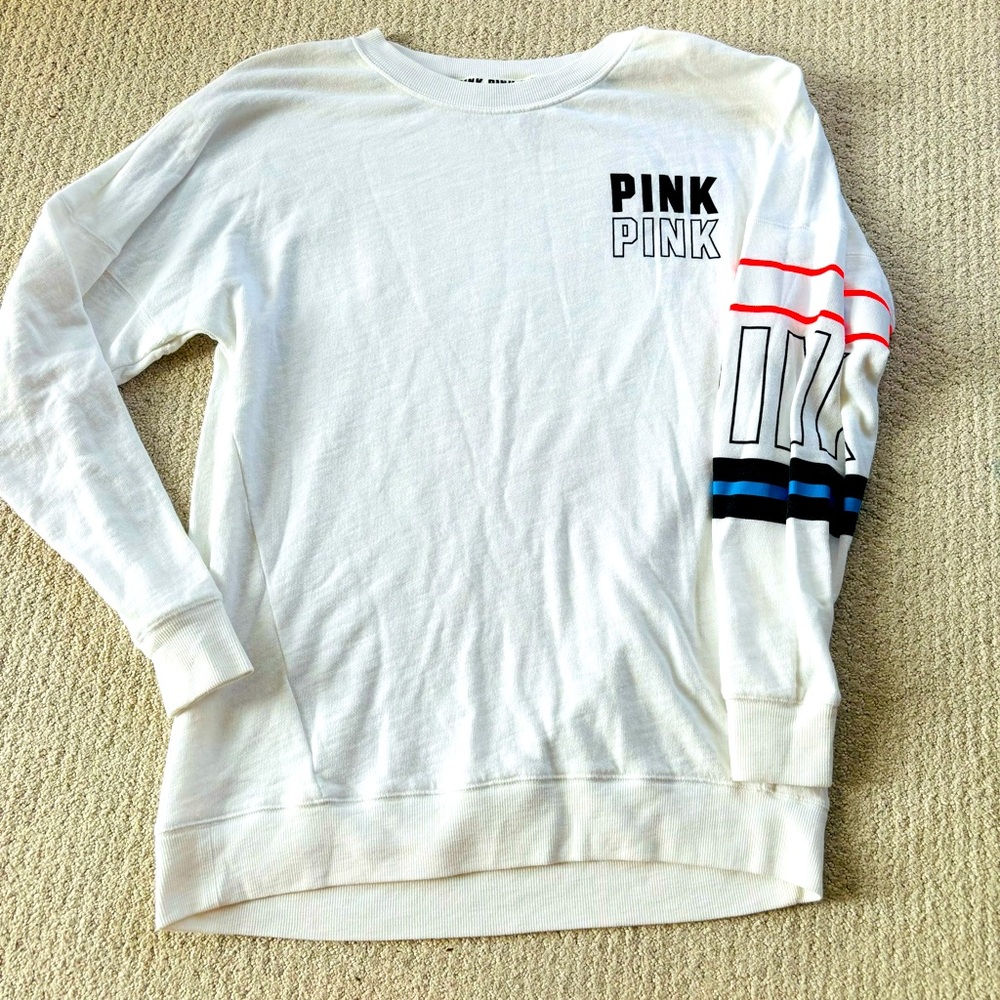 Pink Victoria’s Secret light white sweatshirt